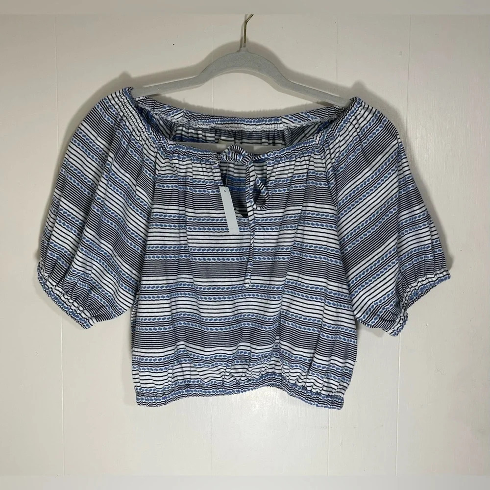 Madewell NWT Jacquard Keyhole Stripped Crop Top Women’s Size Small